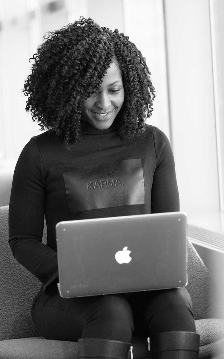 Young woman working on a laptop